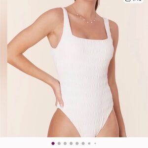 Andie Swim Miami white One-Piece smocked Swimsuit